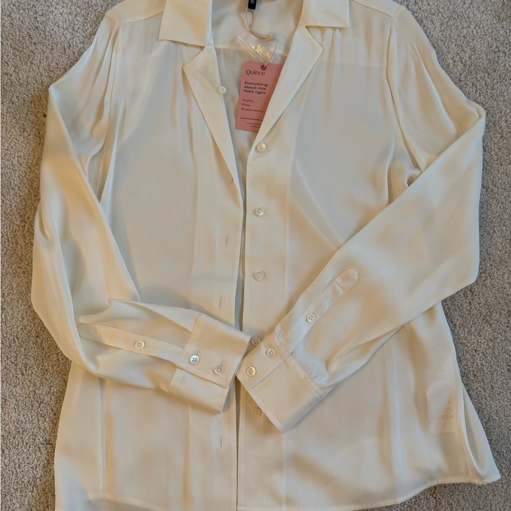 Quince Silk Button-Up Blouse